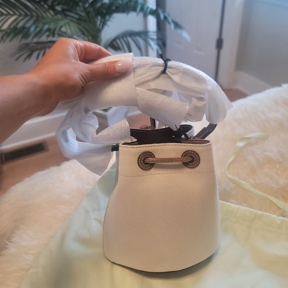 BURBERRY Two-Tone Canvas And Leather Mini TB Bucket Bag - Picture 4 of 4